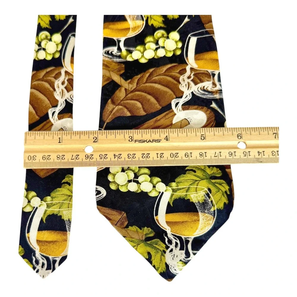 Di Cravatte Tie Men's 100% Silk Novelty Cognac Cigar Grape‎ Leaves Necktie Party
